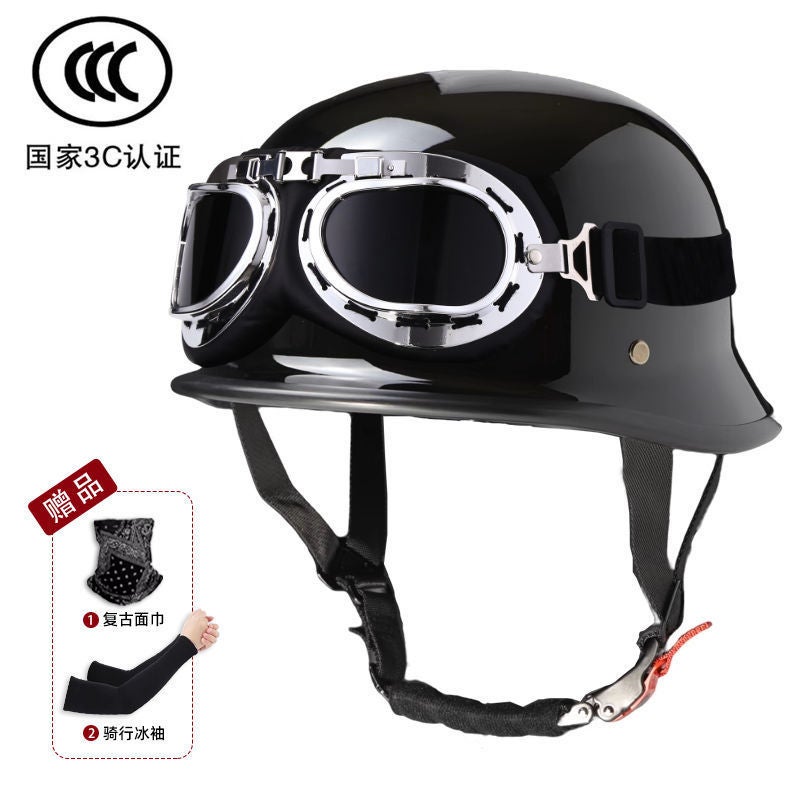 German Soldier Helmet Retro -Selling Helmet Cruise Motorcycle Gourd Helmet Four Seasons Half Helmet Motorcycle Electric Car Helmet - Image 1